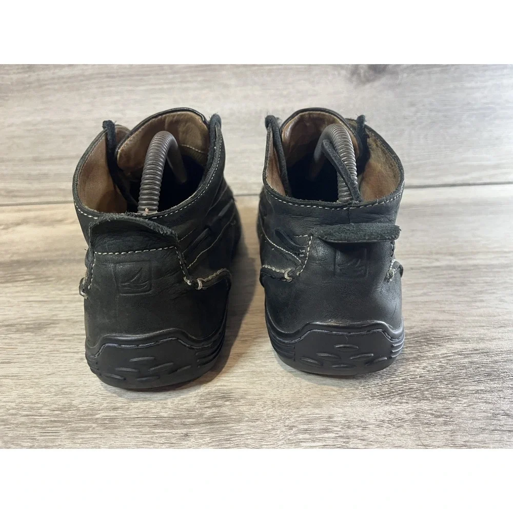 Sperry Top Sider Black Leather Chukka Boot Shoes Size 7 M Fisherman Grandpa Gorp